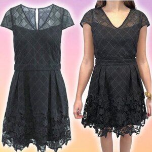 COMPTOIR DES COTONNIERS Lace Black Fit & Flare Dress Sz XXS